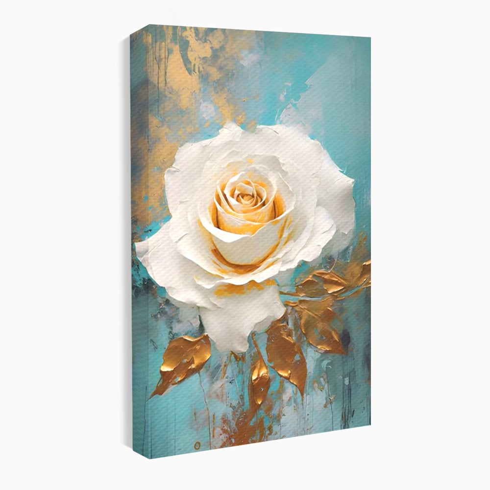 Tablou canvas cu tablou canvas cu trandafir alb, fara rama, pe sasiu de lemn